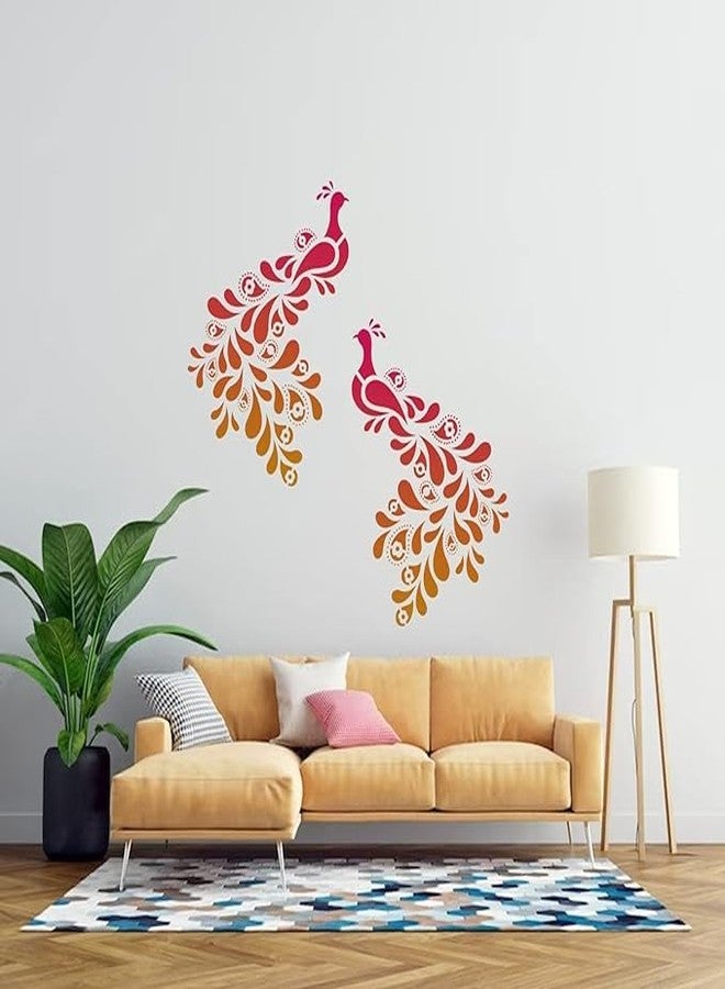 StenCart DrapingTail Peacock Pack of 2 Stencil for Wall Painting Home DIY Reusable Wall Stencil Design for Wall Decoration (16-inch x 24 inch) - Combo of 2 - Image 5